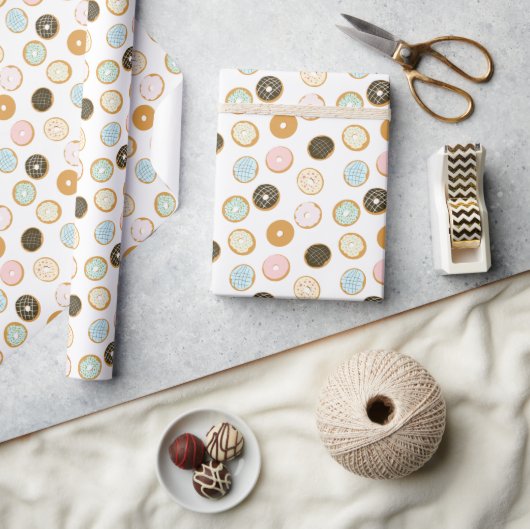 Cute Frosted Donut Pattern Cadeaupapier (Crafts)