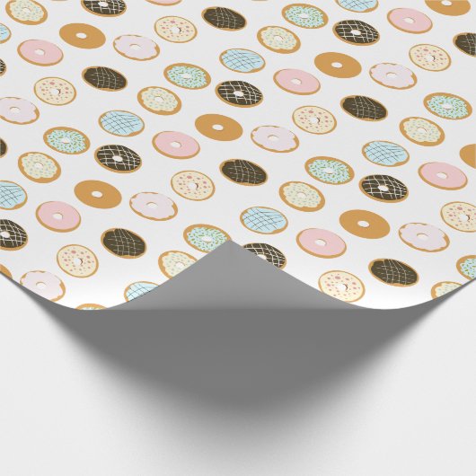 Cute Frosted Donut Pattern Cadeaupapier (Hoek)