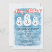 Cute Frosted Snowmen Kerstparty Kaart (Voorkant)