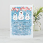 Cute Frosted Snowmen Kerstparty Kaart (Staand voorkant)