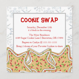 Cute Frosted Sugar Cookie Exchange Holiday nodigt Kaart