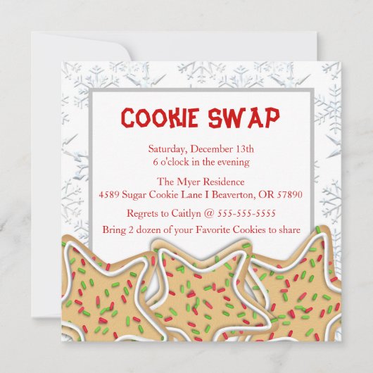 Cute Frosted Sugar Cookie Exchange Invitation de v (Devant)