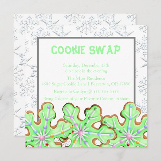 Cute Frosted Sugar Cookie Exchange Invitation de v (Devant / Derrière)