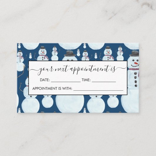 Cute Frosty Blue Snowman Waterverf Pattern Afsprakenkaartje (Voorkant)