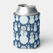 Cute Frosty Blue Snowman Waterverf Pattern Blikjeskoeler (Blikje Voorkant)