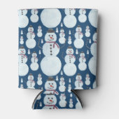 Cute Frosty Blue Snowman Waterverf Pattern Blikjeskoeler (Voorkant)