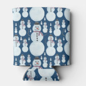 Cute Frosty Blue Snowman Waterverf Pattern Blikjeskoeler (Achterkant)