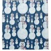 Cute Frosty Blue Snowman Waterverf Pattern Douchegordijn (Voorkant)