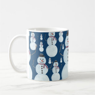 Cute Frosty Blue Snowman Waterverf Pattern Koffiemok