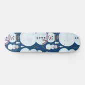 Cute Frosty Blue Snowman Waterverf Pattern Skateboard (Horizontaal)