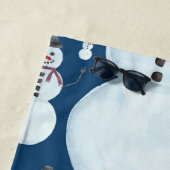 Cute Frosty Blue Snowman Waterverf Pattern Strandlaken (In situ)