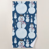 Cute Frosty Blue Snowman Waterverf Pattern Strandlaken (Voorkant)