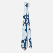 Cute Frosty Blue Snowman Waterverf Pattern Stropdas (Voorkant)
