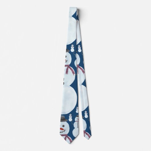 Cute Frosty Blue Snowman Waterverf Pattern Stropdas (Voorkant)
