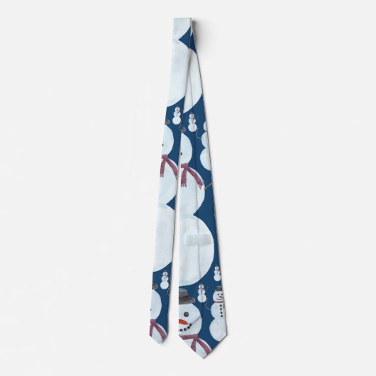 Cute Frosty Blue Snowman Waterverf Pattern Stropdas (Achterkant)