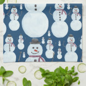 Cute Frosty Blue Snowman Waterverf Pattern Theedoek (Gevouwen)