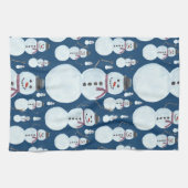 Cute Frosty Blue Snowman Waterverf Pattern Theedoek (Horizontaal)