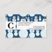 Cute Frosty Blue Snowman Waterverf Pattern Visitekaartje (Achterkant)