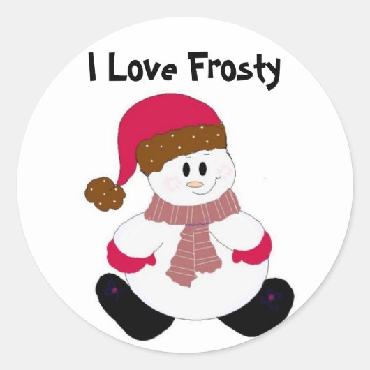 Cute Frosty Ronde Sticker (Voorkant)