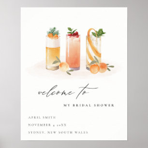 Cute Fruit Cocktail Oranje Vrijgezellenfeest Invit Poster