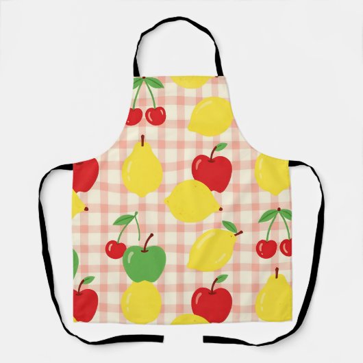 Cute Fruit Gingham Pattern Schort (Voorkant)