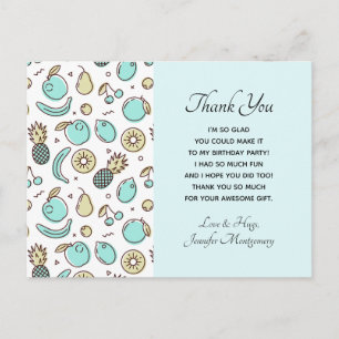 Cute Fruit Pattern Summery Geachte Hartelijk dank Briefkaart
