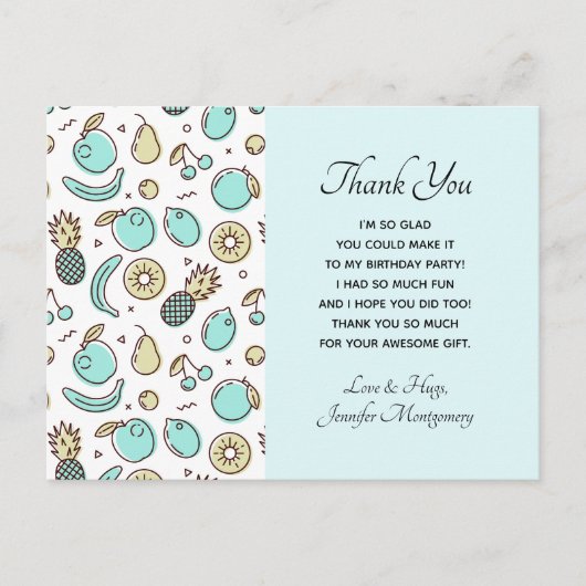 Cute Fruit Pattern Summery Geachte Hartelijk dank Briefkaart (Voorkant)