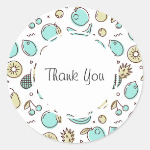 Cute Fruit Pattern Summery Geachte Hartelijk dank Ronde Sticker