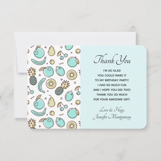 Cute Fruit Pattern Summery Thleed Bedankkaart (Voorkant)