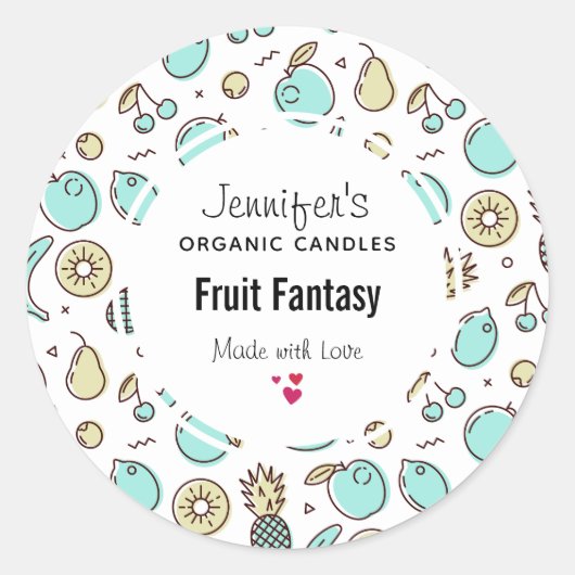 Cute Fruit Pattern Summery Thleed Candle/Soap Ronde Sticker (Voorkant)
