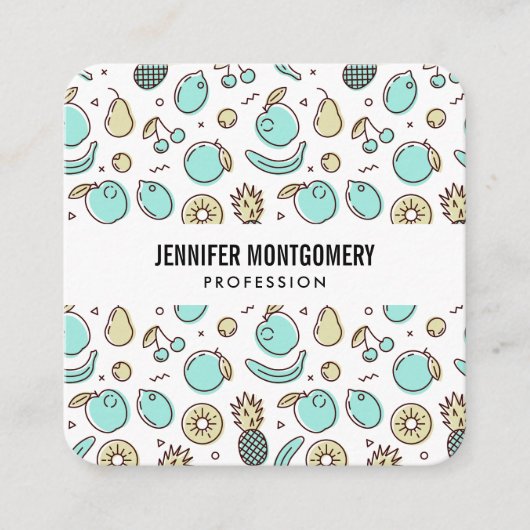 Cute Fruit Pattern Summery Thleed Vierkante Visitekaartje (Voorkant)
