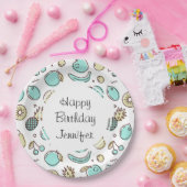 Cute Fruit Pattern Summery Thmed Birthday Papieren Bordje (Feest)
