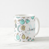 Cute Fruit Pattern Summery Thormy Monogram Koffiemok (Voorkant rechts)