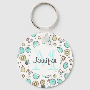 Cute Fruit Pattern Summery Thormy Monogram Sleutelhanger
