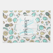 Cute Fruit Pattern Summery Thormy Monogram Theedoek (Horizontaal)