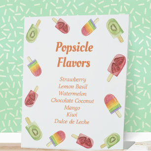 Cute Fruit Popsicle Flavors Summer Party Reclamebord Met Voetstuk