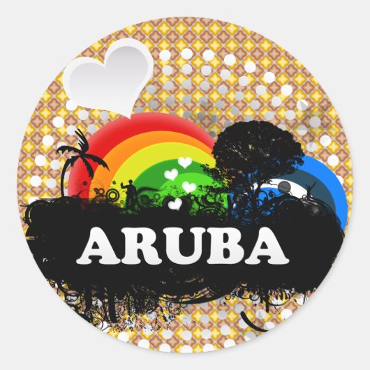 Cute Fruity Aruba Ronde Sticker (Voorkant)
