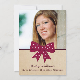 Cute Fuchsia Bow Afstuderen Invite Kaart