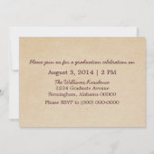 Cute Fuchsia Bow Afstuderen Invite Kaart (Achterkant)