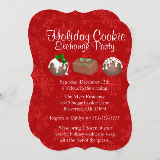 Cute Fudge Cookie Exchange Invitation de vacances (Devant / Derrière)