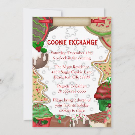 Cute Fudge & Sugar Cookie Exchange Invitation de v (Devant)
