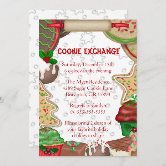 Cute Fudge & Sugar Cookie Exchange Invitation de v (Devant / Derrière)