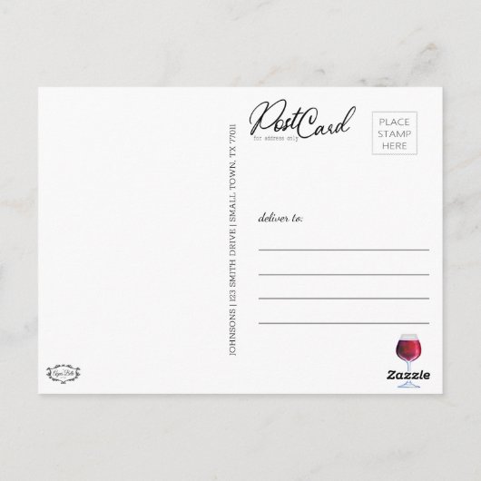 Cute Fun Blijf Home Drink Wine Briefkaart (Achterkant)