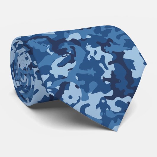 Cute Fun Camo - Blue Stropdas (Opgerold)