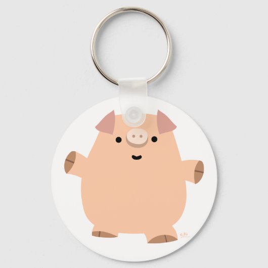 Cute Fun Cartoon Pig Sleutelhanger (Voorkant)