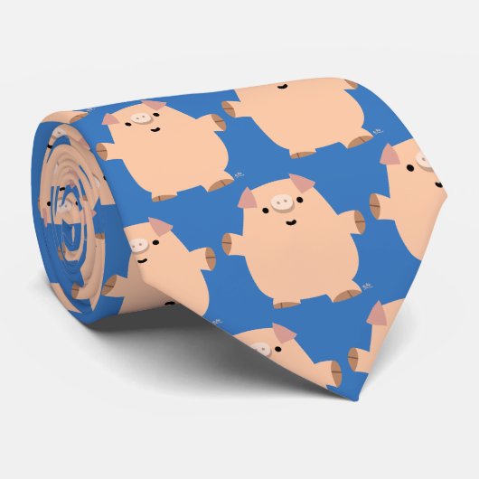 Cute Fun Cartoon Pig Stropdas (Opgerold)