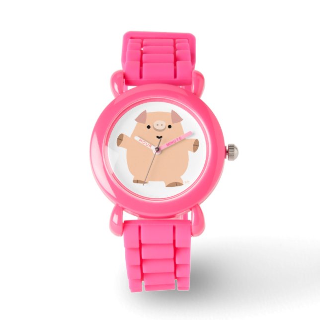 Cute Fun Cartoon Pig Watch Horloge (Voorkant)