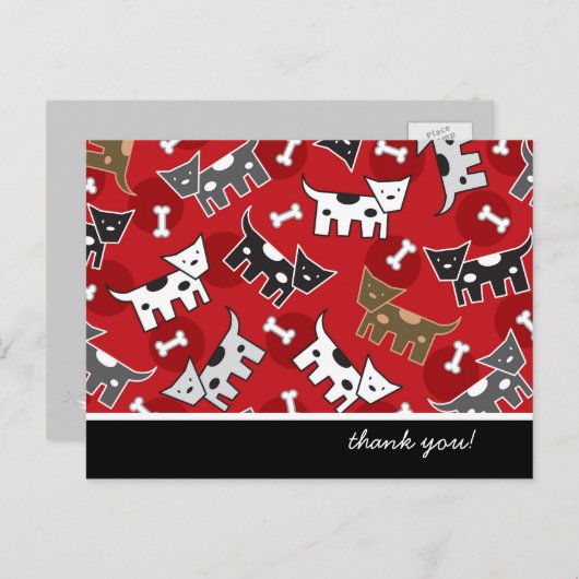 Cute Fun Cartoon Spotted Doggies Doggies Puppy Bot Briefkaart (Voorkant / Achterkant)