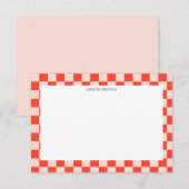 Cute Fun Checkerboard Mod Rode Geometrische Naam Bedankkaart (Voorkant / Achterkant)
