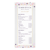 Cute Fun Confetti Salon Tarifs Menu Service (Devant)